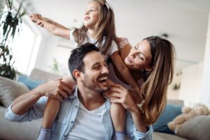 Family laughing together
